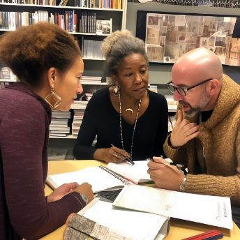 Three educators having a conversation