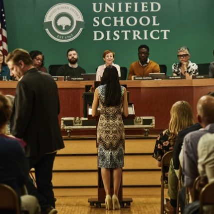 School board members in a meeting